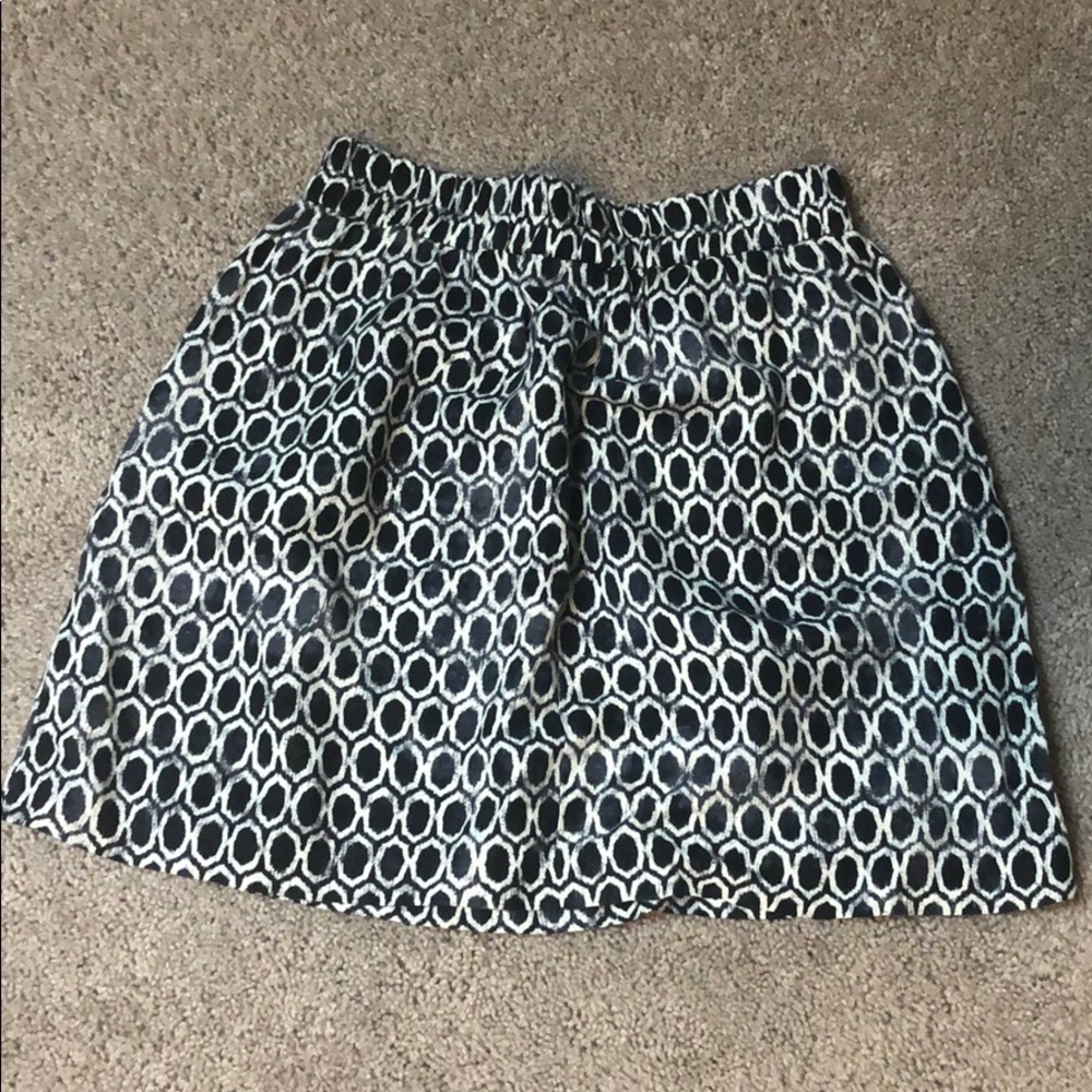 Ann Taylor Loft navy cream linen blend skirt XS